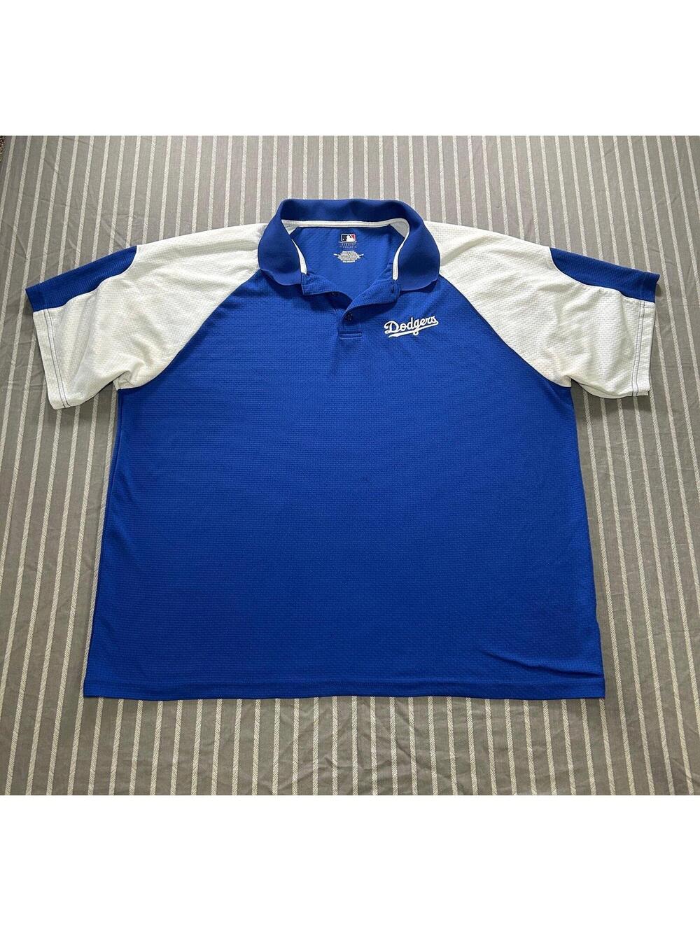 MLB Los Angeles Dodgers Royal Blue and White Polo Shirt Men's XXL